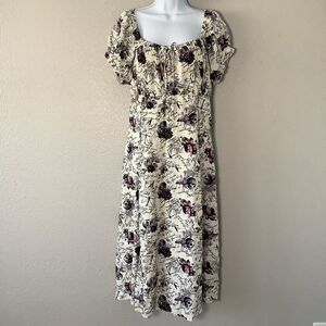 Gothic Skull Rose Romantic Dark Feminine Renaissance Fair Milkmaid Dress XL